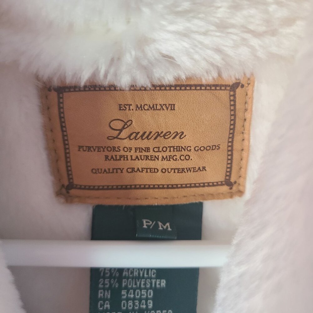 Ralph Lauren US Women's Size MP Faux Fur Faux Suede Vest Ivory Outerwear - Picture 7 of 11